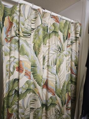 Tommy Bahama Tropical Leaf Shower Curtain in Green, Cream, Blue, Orange